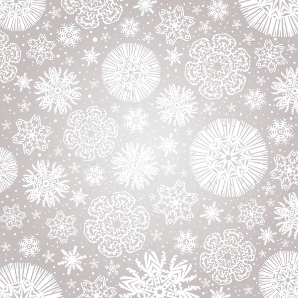 Navidad copos de nieve sobre fondo gris, vector — Vector de stock