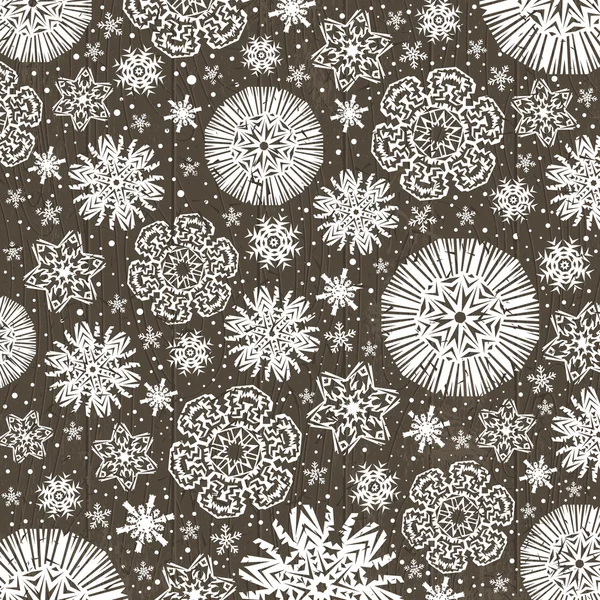 Christmas  snowflakes over wooden  background, vector — ストックベクタ