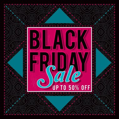 Black friday sale banner on patterned background, vector  clipart