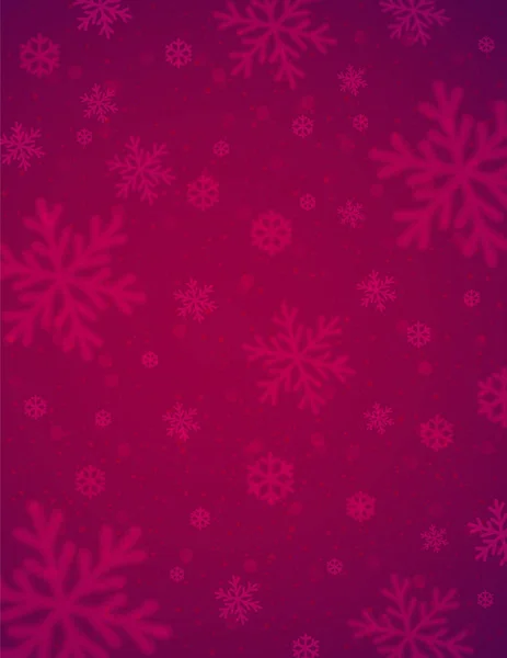 Karácsonyi háttér piros homályos hópelyhek, vektor — Stock Vector