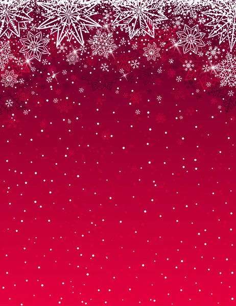 Roter weihnachtlicher Hintergrund mit Schneeflocken und Sternen, Vektor — Stockvektor