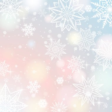 Kar taneleri ve yıldız, vektör ile açık renk arka plan 