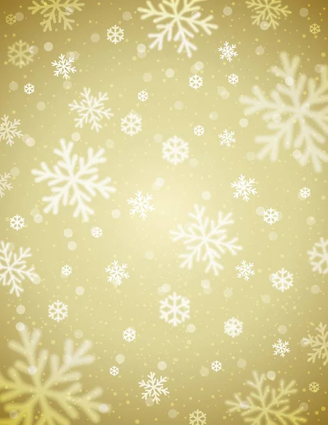 Beige Kerstmis achtergrond met wazig sneeuwvlokken, vector — Stockvector