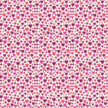 Kırmızı dekoratif valentine kalpler ile bej kare desen