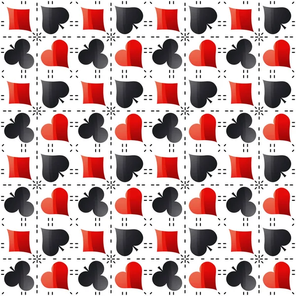 Nahtlose Casino Glücksspiel Poker Hintergrund mit roten und schwarzen sy — Stockvektor