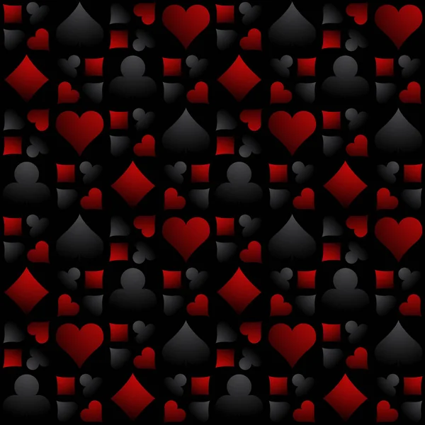 Fond de jeu de casino sans couture avec sym poker noir et rouge — Image vectorielle