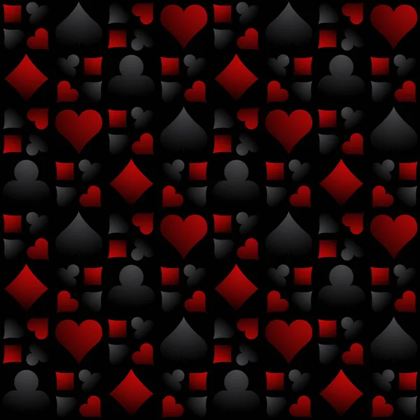 Fondo de juego de casino sin costuras con sistema de póquer negro y rojo — Vector de stock