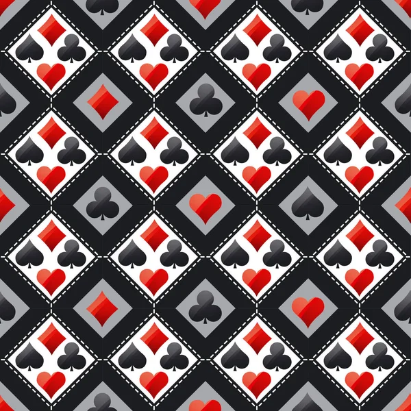 Nahtlose Casino Glücksspiel Poker Hintergrund mit roten und schwarzen sym — Stockvektor