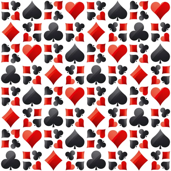 Nahtlose Casino Glücksspiel Poker Hintergrund mit roten und schwarzen sy — Stockvektor