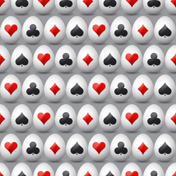 Naadloze achtergrond met rode en zwarte symbolen gokken over ea — Stockvector
