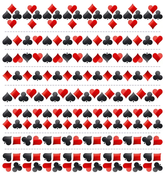 Juego de póquer frontera con símbolos rojos y negros, vector — Vector de stock