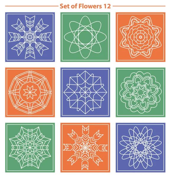 Conjunto de diseño de monograma lineal geométrico y floral en color — Archivo Imágenes Vectoriales