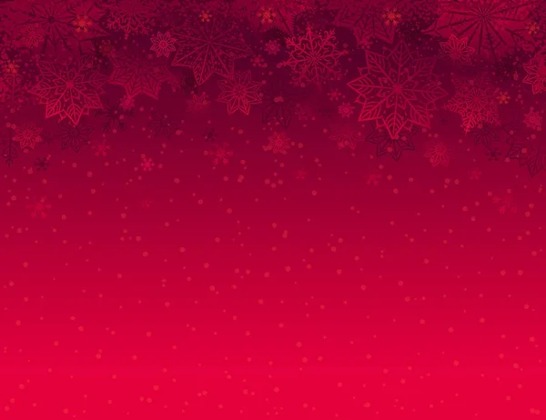 Piros karácsonyi háttér a hópelyhek és csillagok, vektor — Stock Vector