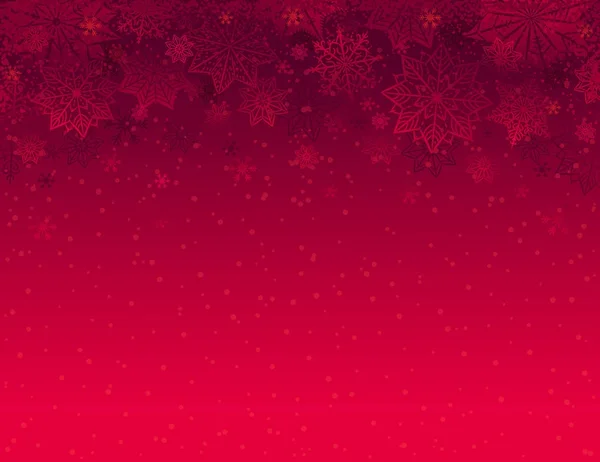 Fond rouge de Noël avec flocons de neige et étoiles, vecteur — Image vectorielle