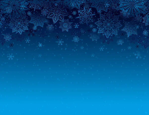 Blauer weihnachtlicher Hintergrund mit Schneeflocken und Sternen, Vektor — Stockvektor