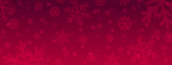 Red christmas banner with blurred snowflakes. Merry Christmas and Happy New Year greeting banner. Horizontal new year background, headers, posters, cards, website. Vector illustration — Stock Vector