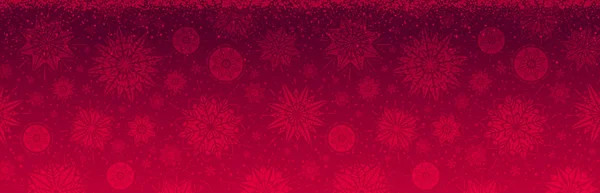 Rode kerstspandoek met sneeuwvlokken. Vrolijk Kerstfeest en Gelukkig Nieuwjaar groet spandoek. Horizontale nieuwjaarsachtergrond, headers, posters, kaarten, website.Vector illustratie — Stockvector