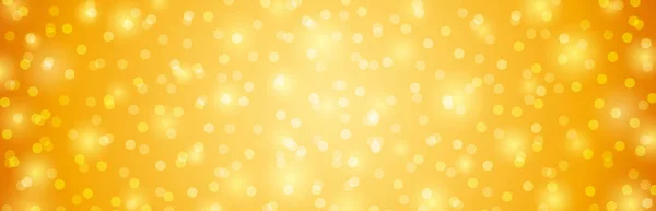 Fundo dourado com círculos bokeh. Feliz Natal e Feliz Ano Novo. Fundo de férias horizontal, cabeçalhos, cartazes, cartões, website.Vector ilustração — Vetor de Stock