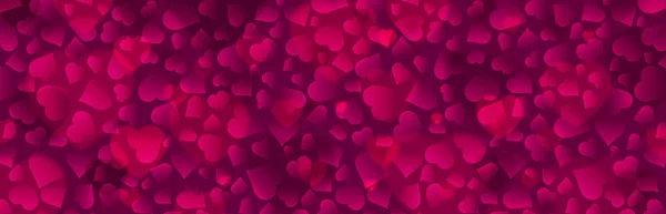 Розовое знамя с валентинками. Валентинки приветствуют плакат. Горизонтальный фон праздника, заголовки, плакаты, открытки, веб-сайт. Векторная иллюстрация — стоковый вектор