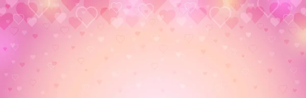 Rosafarbenes Banner mit Valentinsherzen. Valentines Grußbanner. horizontaler Urlaubshintergrund, Kopfzeilen, Poster, Karten, Website. Vektorillustration — Stockvektor