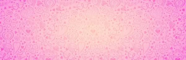 Рожевий банер з сердечками валентинки. Валентина вітає банер. Горизонтальний святковий фон, заголовки, плакати, карти, веб-сайт. Векторні ілюстрації — стоковий вектор