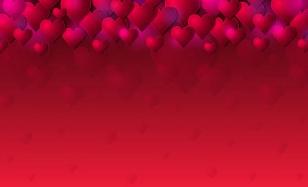 Rote Fahne mit Valentinsherzen. Valentinsgruß-Banner. Horizontale Urlaubshintergrund, Kopfzeilen, Plakate, Karten, Website. Vektorillustration — Stockvektor