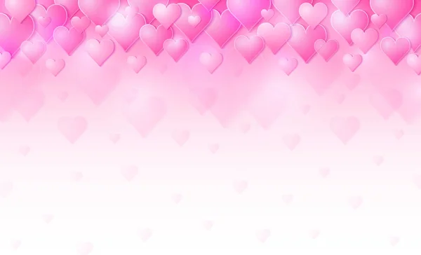 Banner rosa con corazones de San Valentín. Fondo saludo San Valentín. Fondo de vacaciones horizontales, encabezados, carteles, tarjetas, sitio web. Ilustración vectorial — Archivo Imágenes Vectoriales