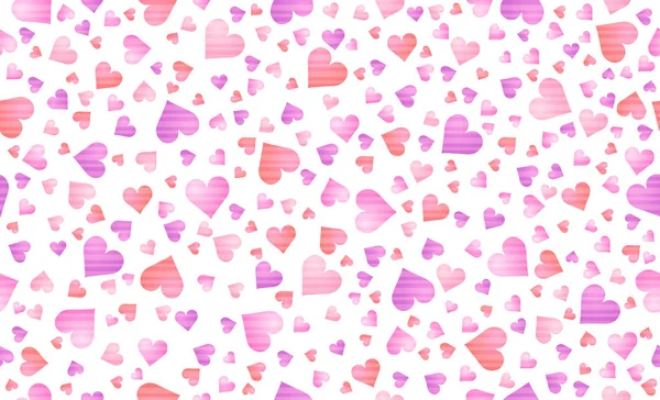 ピンクのバレンタインの心でシームレスな背景。バレンタイングリーティングバナー。水平休日の背景、ヘッダー、ポスター、カード、ウェブサイト。ベクターイラスト — ストックベクタ