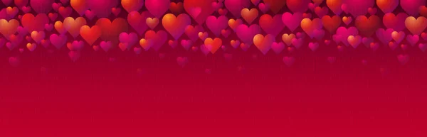 Pembe ve kırmızı sevgililer günü kartı olan pankart. Sevgililer Günü tebrikleri. Yatay tatil geçmişi, başlıklar, posterler, kartlar, web sitesi. Vektör illüstrasyonu — Stok Vektör