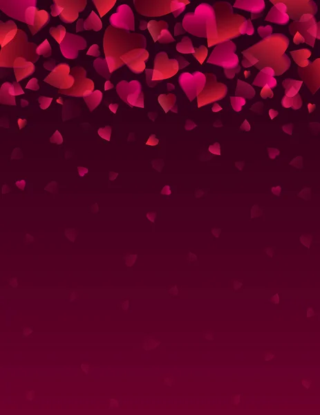 Valentines greetings background with red hearts. Valentines frame. Horizontal holiday background, headers, posters, cards, website. Vector illustration — 스톡 벡터