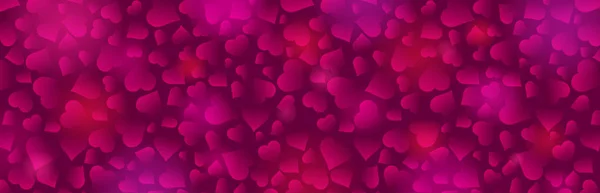 Roze banner met valentijnskaarten hartjes. Valentines groet spandoek. Horizontale vakantie achtergrond, headers, posters, kaarten, website. Vectorillustratie — Stockvector