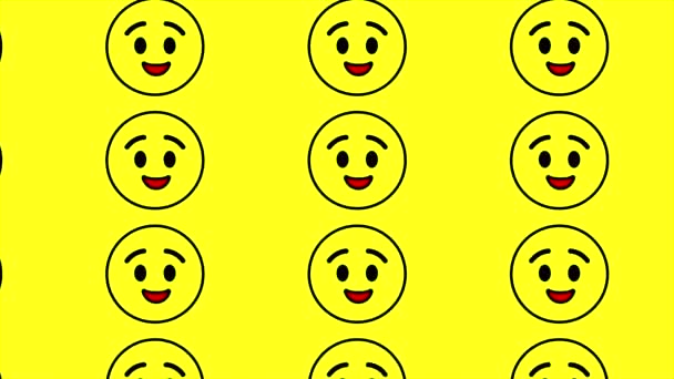 Piscando Bonito Smiley Rostos Emoji Fundo Amarelo — Vídeo de Stock