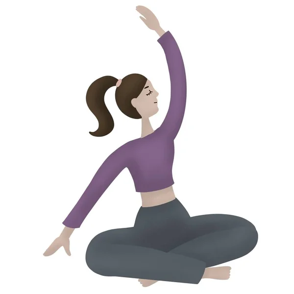 Geïsoleerd meisje yoga pose voor levensstijl ontwerp. — Stockfoto