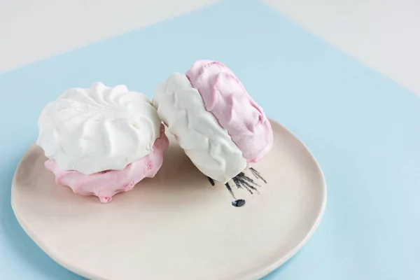 Handgemaakte Air Marshmallows Pasteltinten Een Zachte Marshmallows Marshmallows Die Wilt — Stockfoto