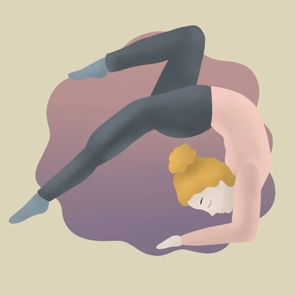 女の子ヨガポーズのライフスタイルデザイン ストレス解消 瞑想の女性 体のリラックス 健康的なライフスタイルヨガの練習 — ストック写真