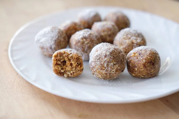 Close up of protein energy balls on a plate — Stock Photo, Image