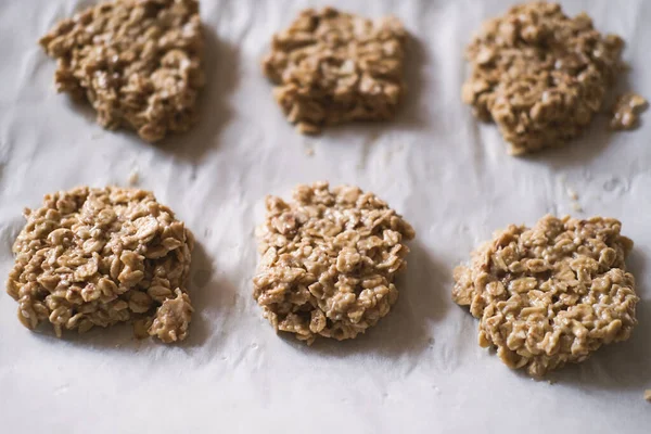 Sobremesa Paleo Biscoitos Caseiros Feitos Aveia Banana Receitas Dieta Baixo — Fotografia de Stock