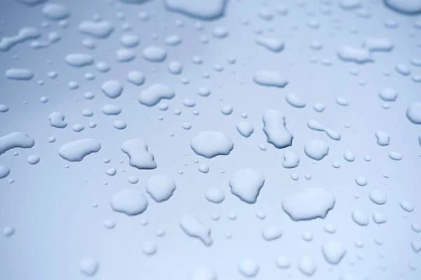 Water Drops Blue Background Close View Rain Drops Car Car — Stock Photo, Image