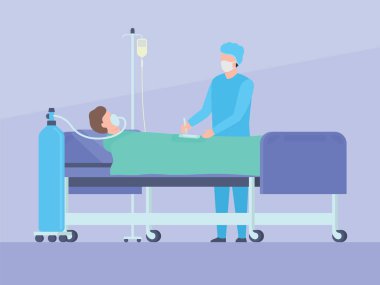 Doktor ve hasta cerrahi aletle tıbbi odada ameliyat