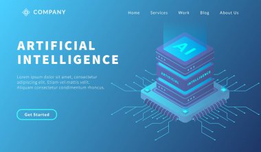 Web sitesi şablonu veya indirme ana sayfası için bilgisayar veritabanı sistemine sahip yapay zeka veritabanı