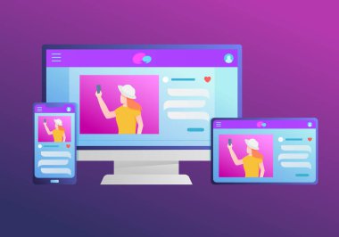 rwd yanıt veren akıllı telefon tableti ve masaüstü ekran boyutu vektörü ile web sitesi geliştirme