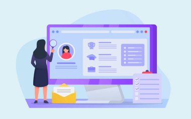Bilgisayar ekranı vektöründeki online uygulamalarda insanları işe almak için cv analizi
