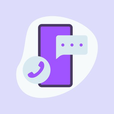 iletişim telefon çağrı simgesi modern mor renk vektörü ile izole