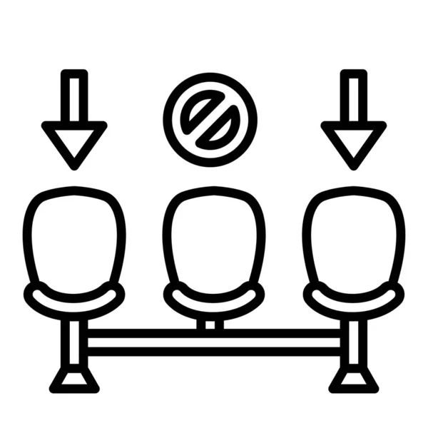 Distância Física Distância Social Ícone Cadeira Distância Com Vetor Estilo — Vetor de Stock