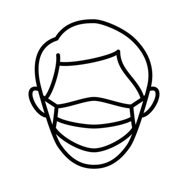 Man Male Wear Mask Modern Flat Line Icon Style Vector — Stock Vector