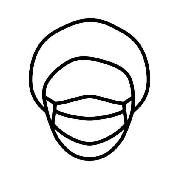 Vrouwelijke Verpleegkundige Gebruik Masker Pictogram Met Moderne Vlakke Lijn Pictogram — Stockvector