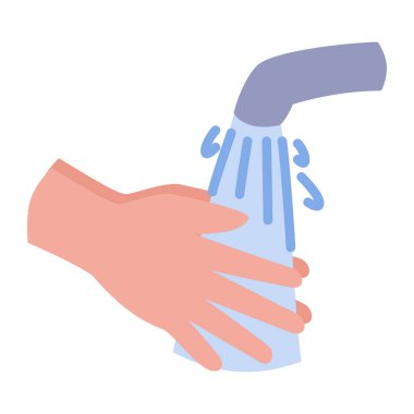 Modern düz biçim ikon rengi veya renkli vektör ile akan suyla elini yıka