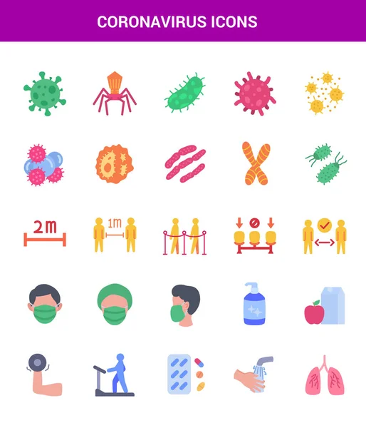 コロナまたはコロナウイルスのアイコンセットコレクションフルカラーと様々な形状ベクトル — ストックベクタ
