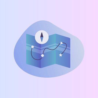 Haritalar rota haritası yön simgesi modern renk tam ve akışkan şekil dalga vektörü