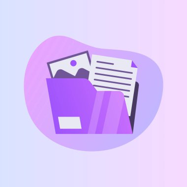 Modern renk dolu ve akışkan şekil dalga vektörüne sahip iş dosyası dosya dizini simgesi